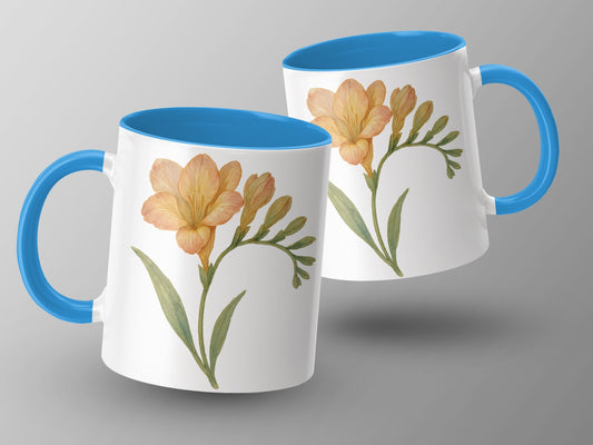 Floral Patterned Mug with Blue Rim Coffee Cup product type
