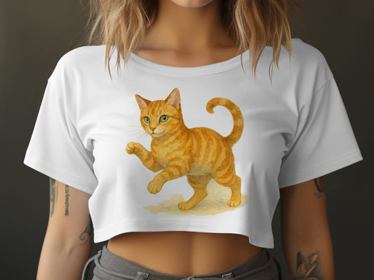 Cute Orange Tabby Cat Design on Cropped T-Shirt product type
