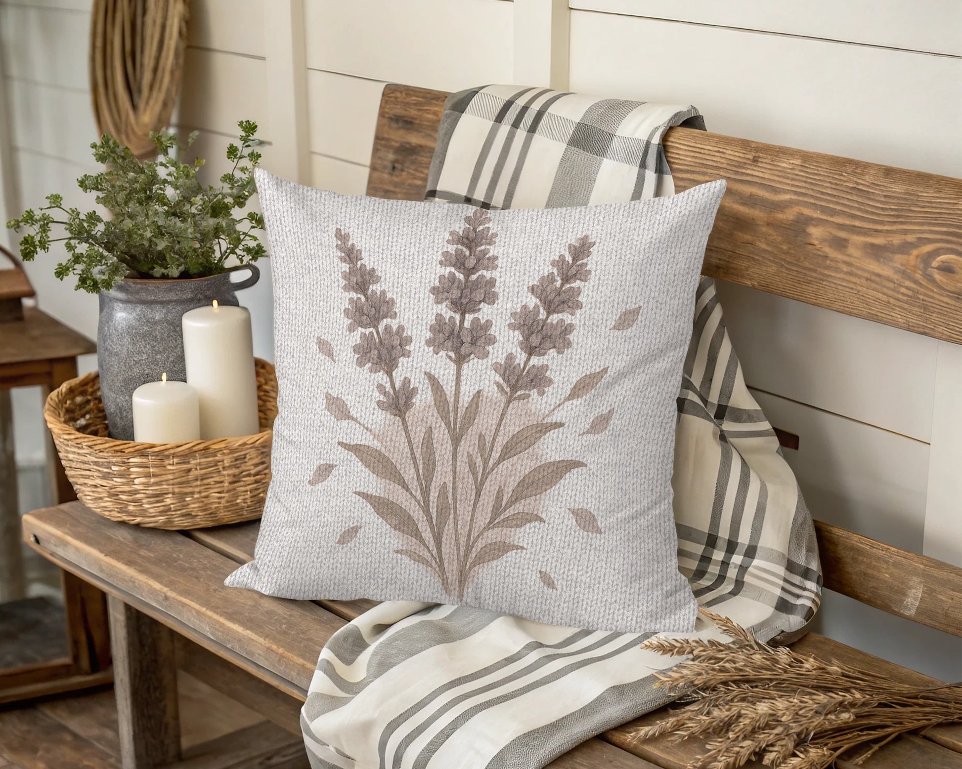 Neutral Botanical Throw Pillow for Cozy Home Decor product type
