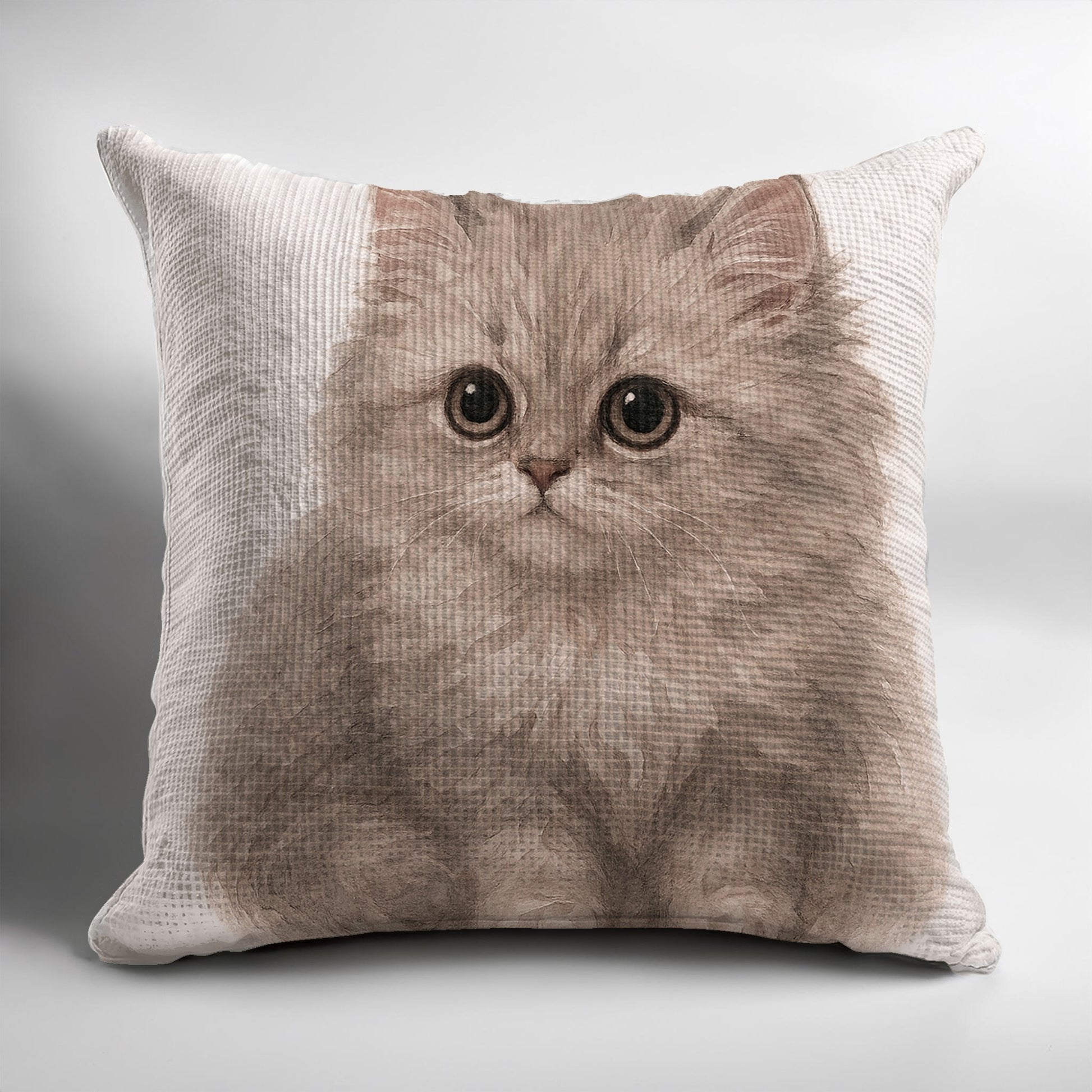 Adorable Fluffy Kitten Print Square Throw Pillow product