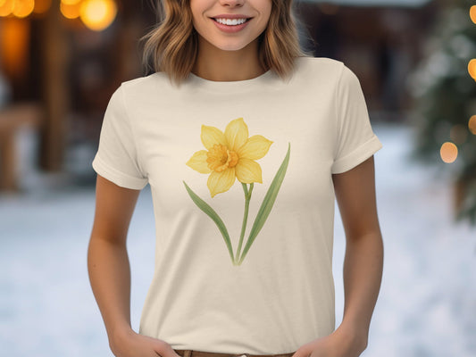 Beautiful Yellow Daffodil Graphic on Ivory T-shirt product