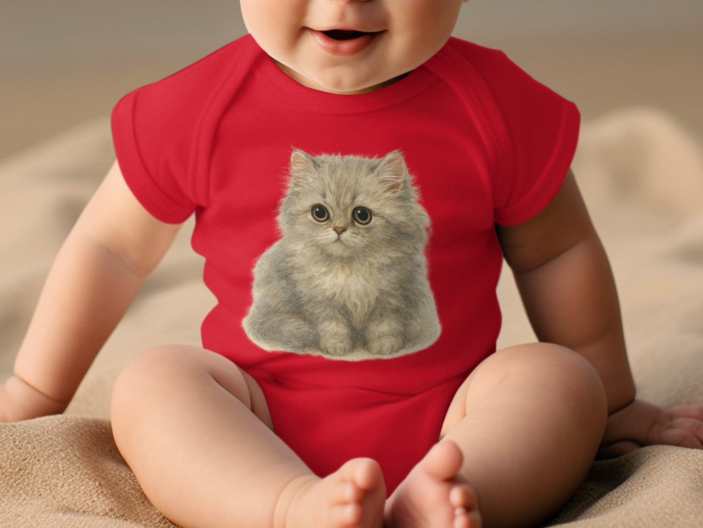 Adorable Baby Onesie with Cute Fluffy Kitten Print product type