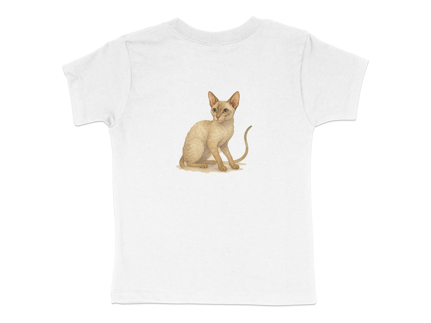 Cute Sitting Cat Design on White T-shirt product type