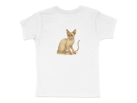 Cute Sitting Cat Design on White T-shirt product type