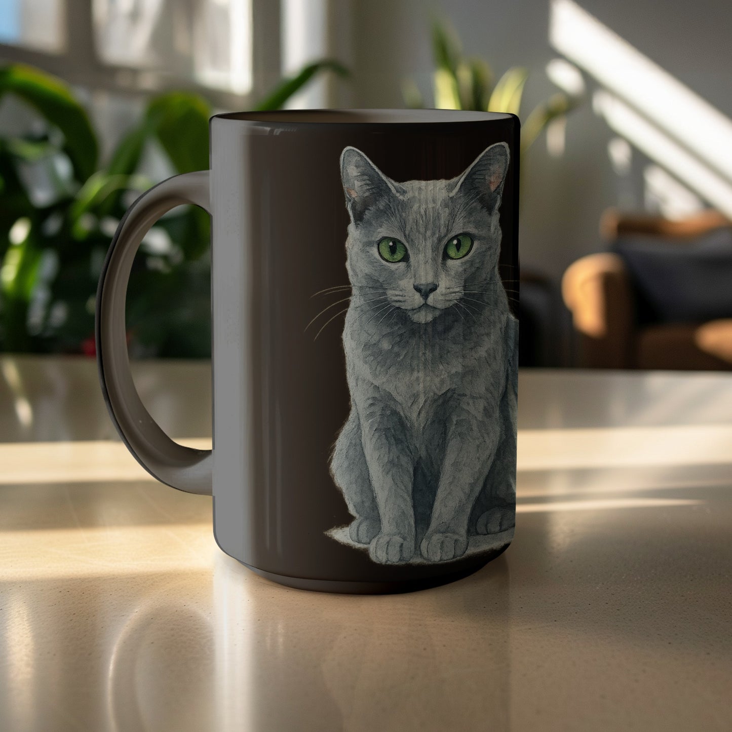 Beautiful Gray Cat Design Cute Art Mug Product