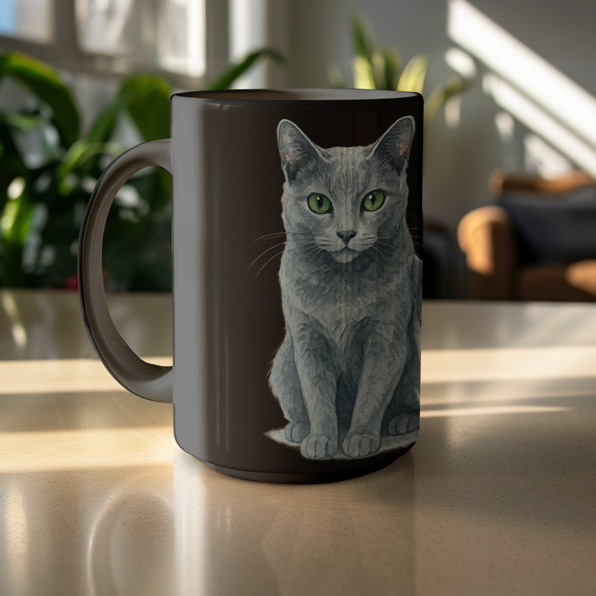 Beautiful Gray Cat Design Cute Art Mug Product