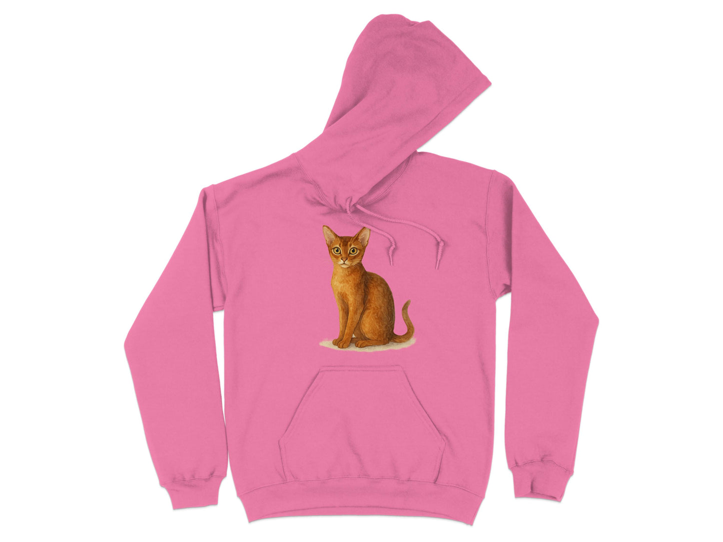 Cute Cat Design on Bright Pink Hoodie Product