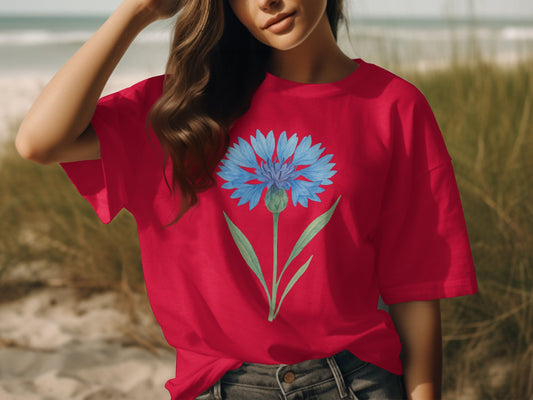 Vibrant Blue Flower Printed T-shirt Casual Wear product