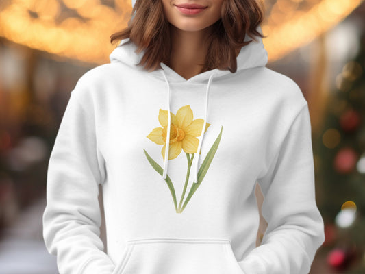 Vibrant Yellow Daffodil Design on Cozy Hoodie product