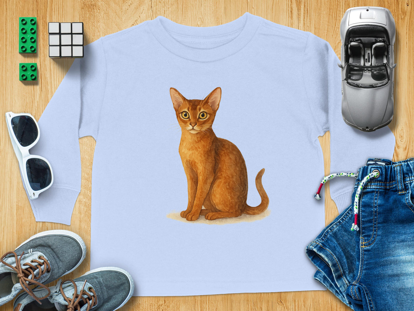 Cute Brown Cat Graphic Long Sleeve Kids Shirt product