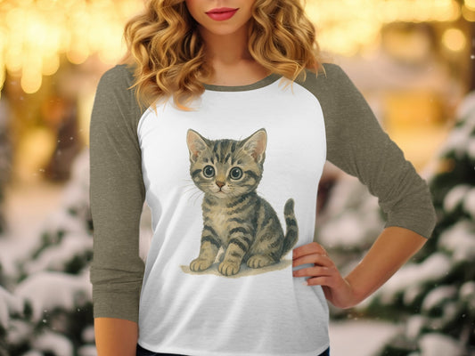 Adorable Kitten Print Long Sleeve Shirt product
