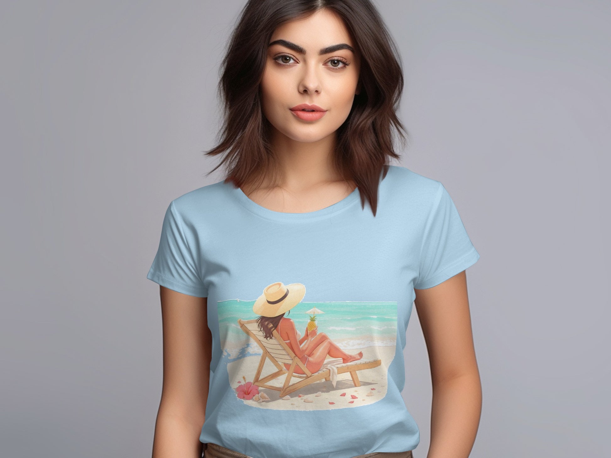 Relaxing Beach Scene Printed Summer T-Shirt Product