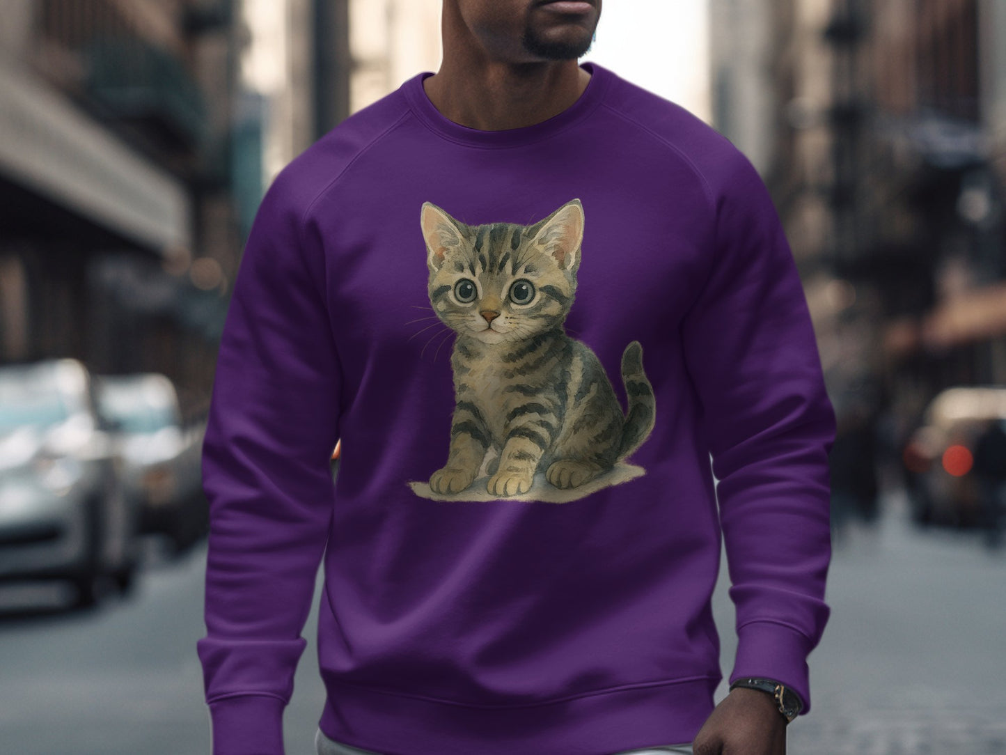 Adorable Kitten Printed Purple Sweatshirt product