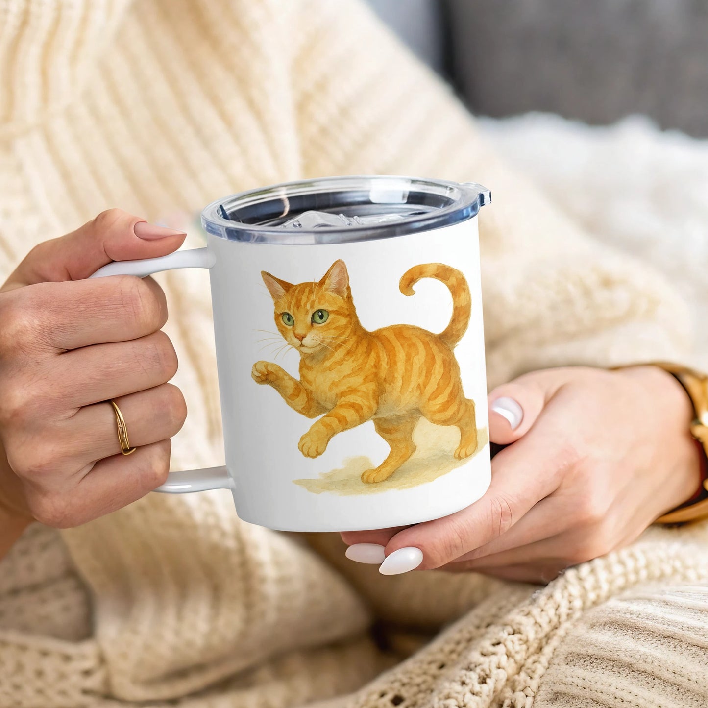 Playful Ginger Cat Design Coffee Mug product
