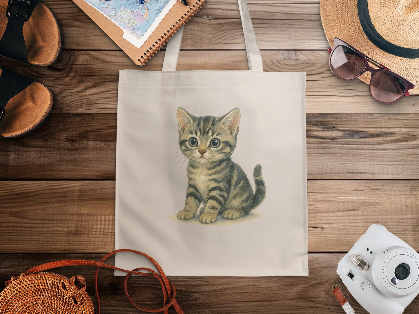 Cute Kitten Printed Design on Stylish Tote Bag product type