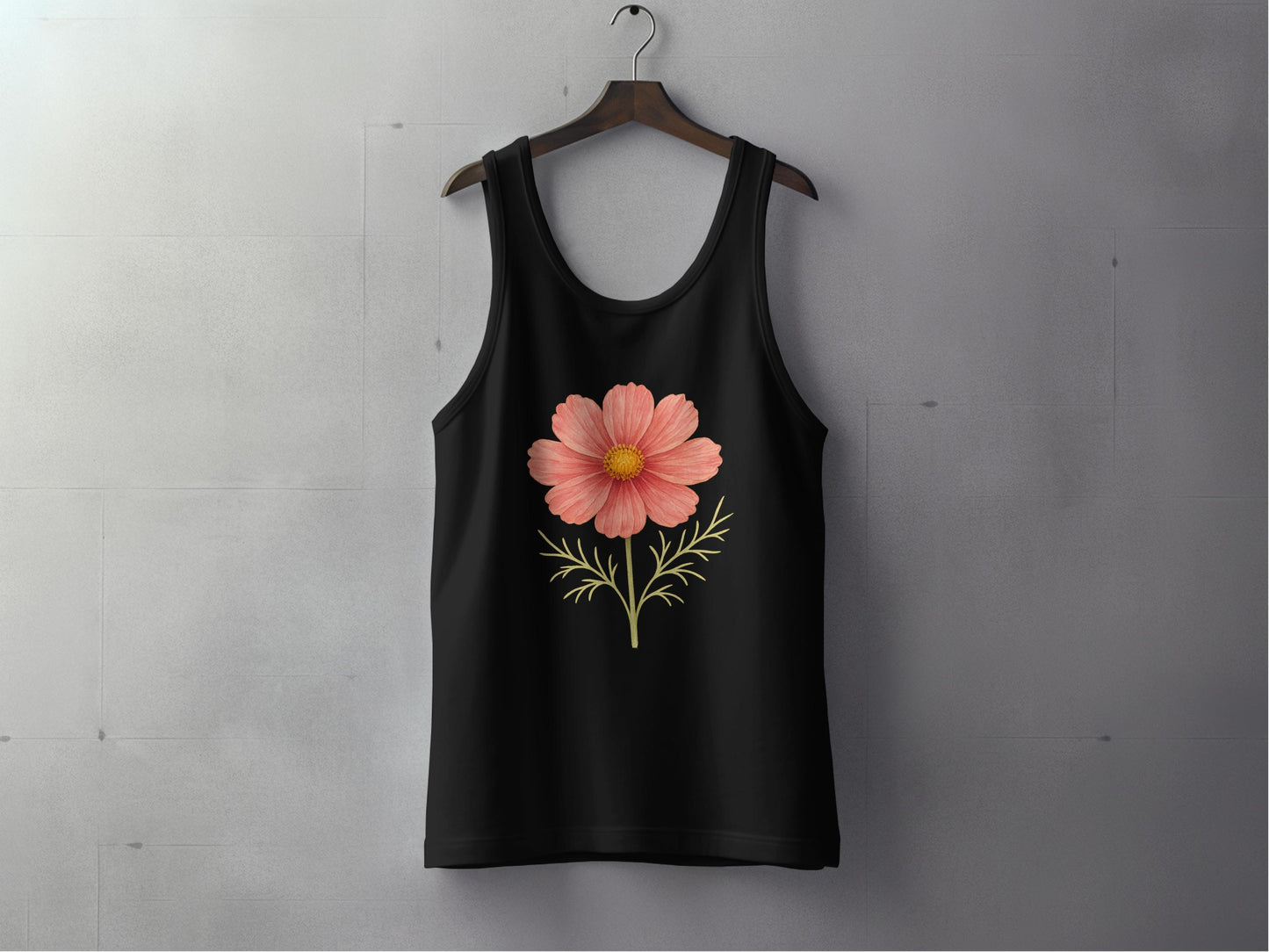 Floral Design Black Tank Top fashion product
