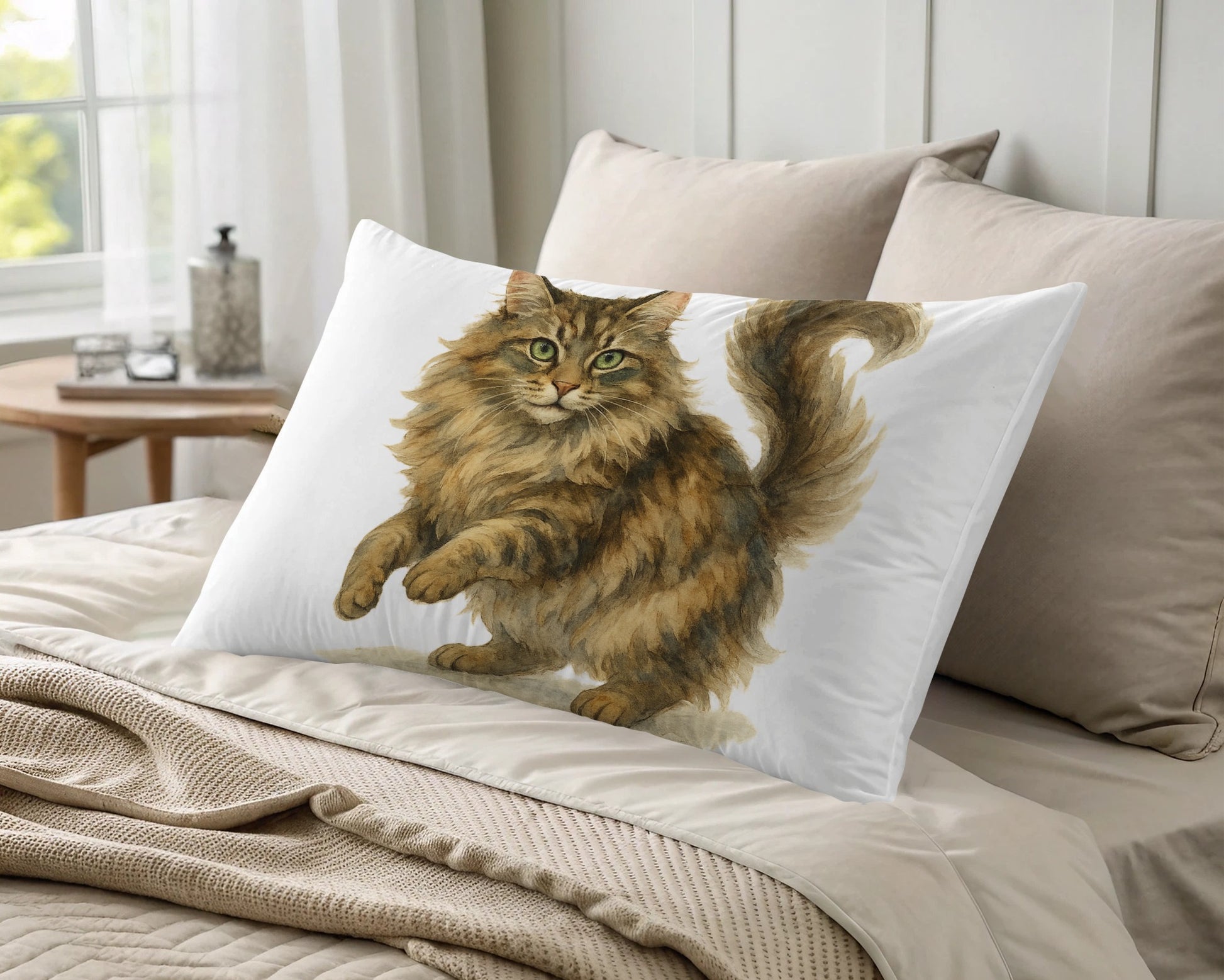 Fluffy Cat Artwork Pillow Case for Cozy Home Decor product type