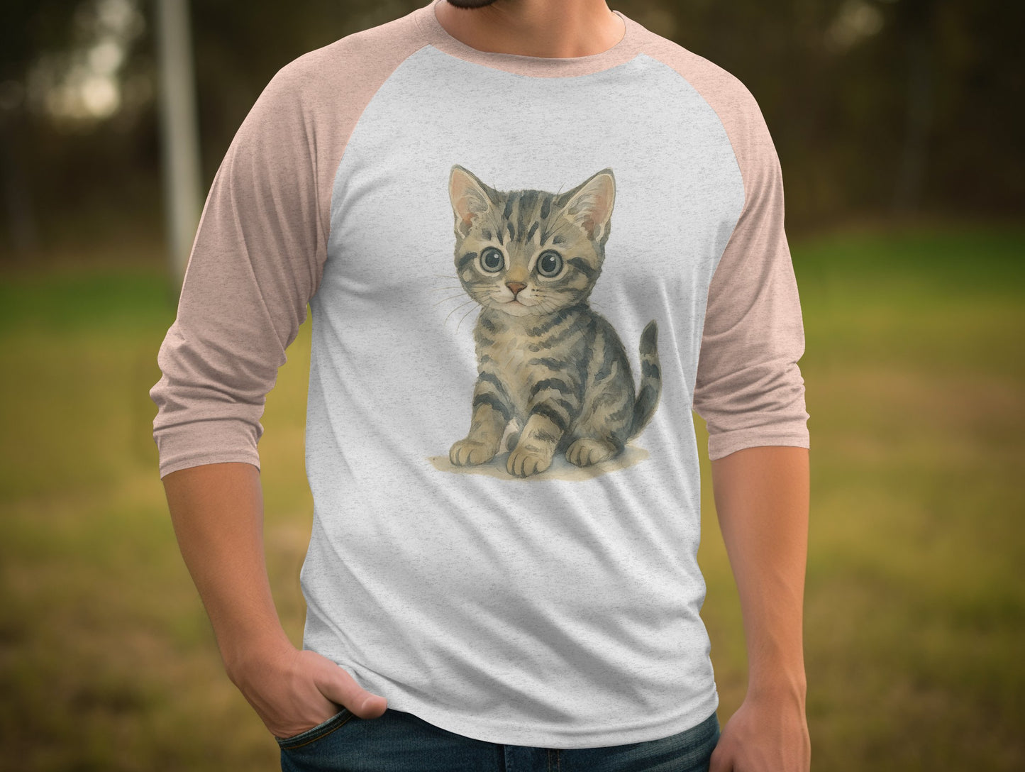 Adorable Kitten Print Long Sleeve Raglan Shirt product type