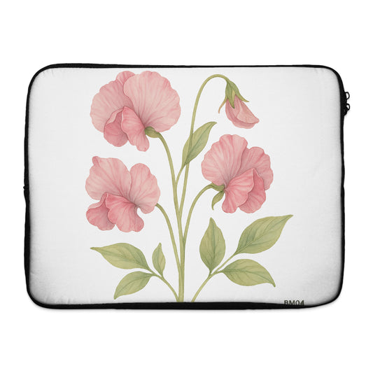 Floral Pink Sweet Pea Botanical Design Laptop Sleeve product
