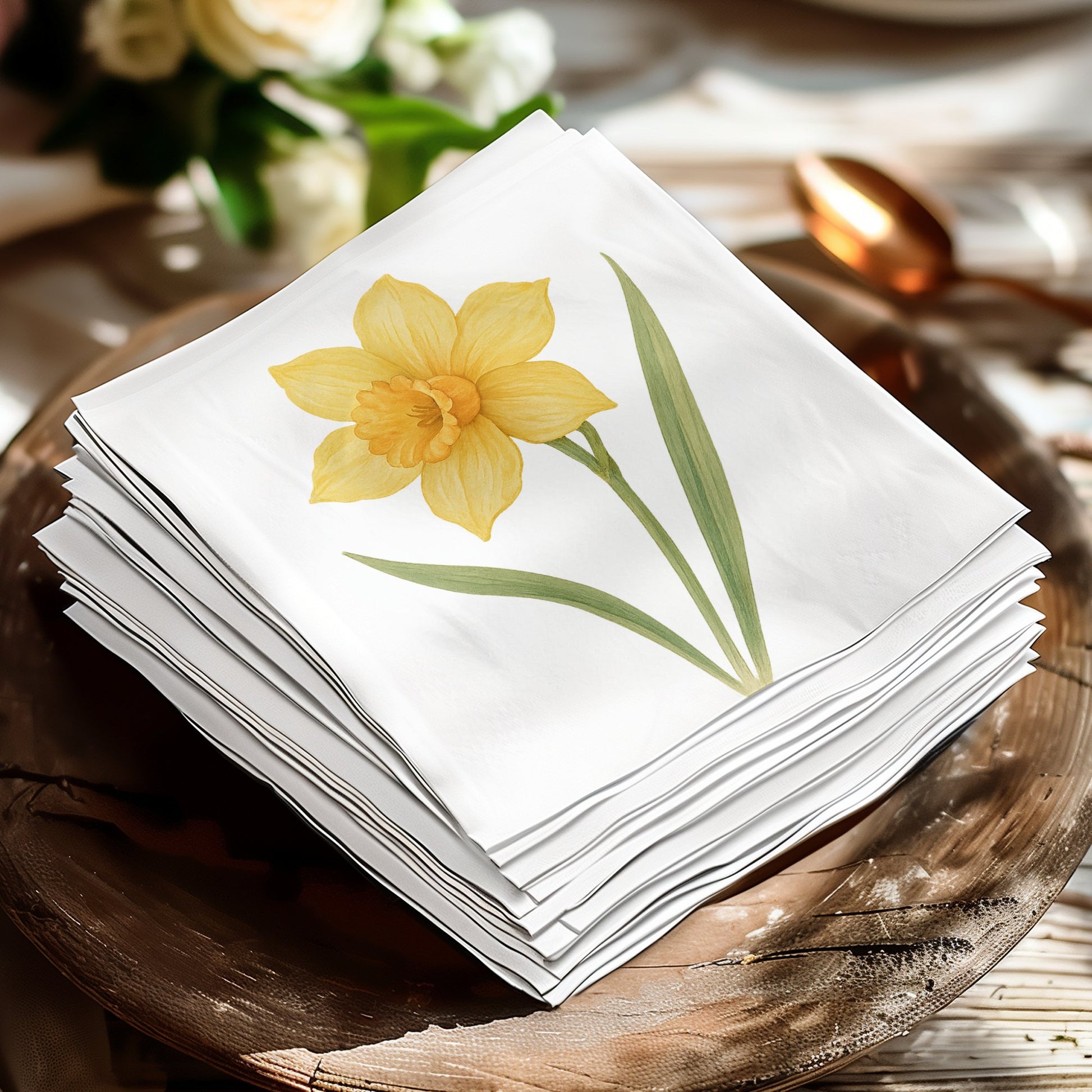 Elegant Daffodil Design Decorative Napkins product type