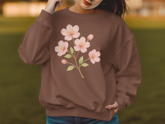 Pink Blossom Illustration Cozy Sweatshirt product