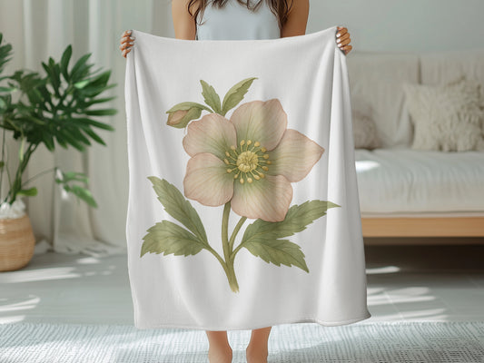 Botanical Floral Print Blush Throw Blanket product
