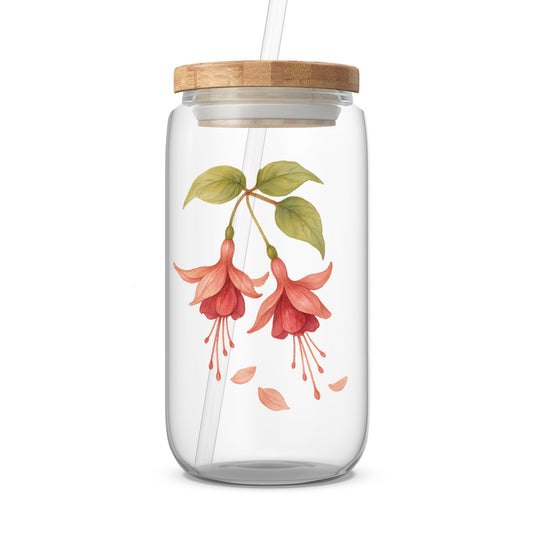 Beautiful Floral Fuchsia Printed Glass Jar product