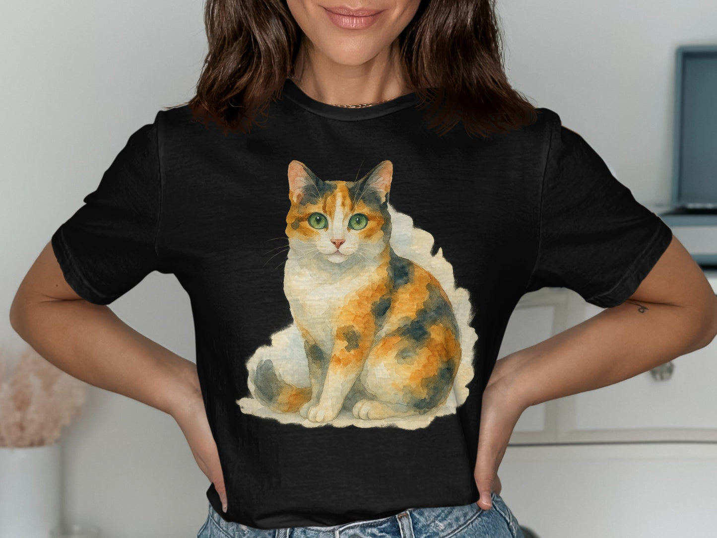 Calico Cat Graphic Design Women Casual T-Shirt product