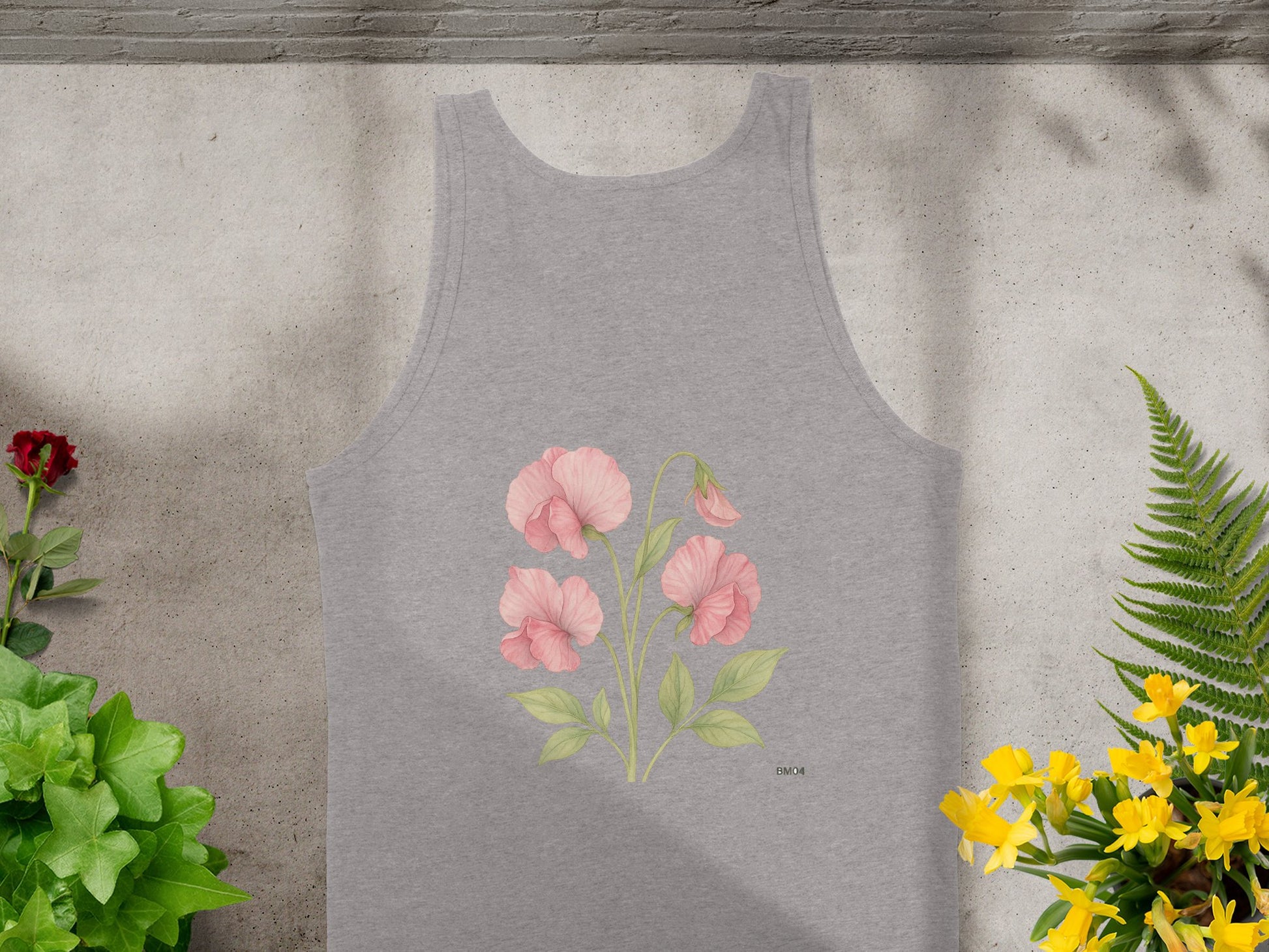 Sleeveless Shirt Featuring Pink Floral Design product type