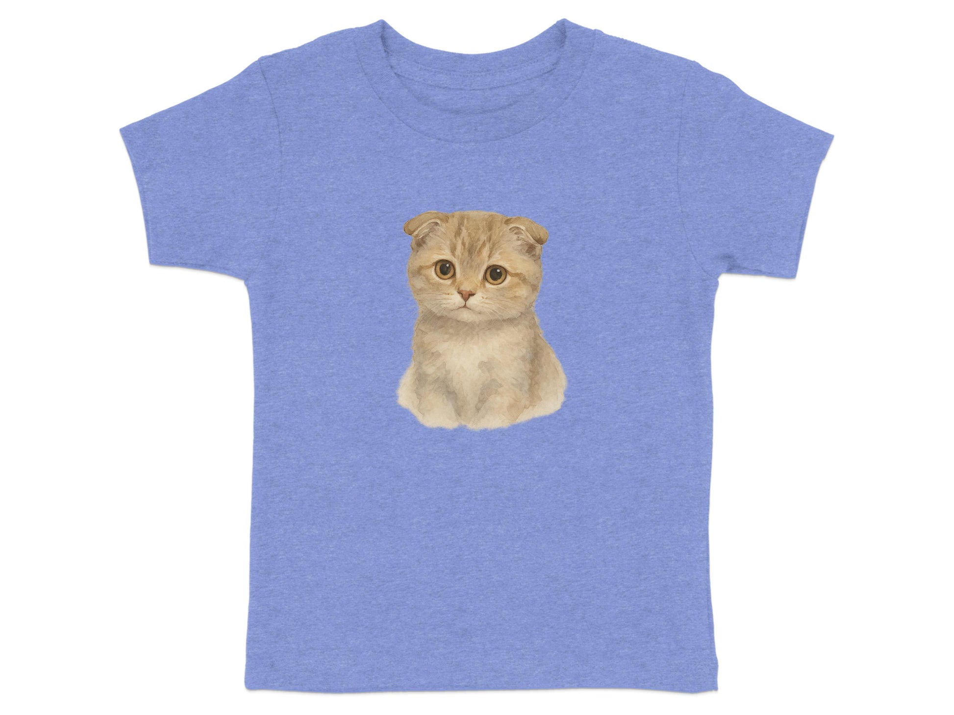 Cute Scottish Fold Cat Printed Blue Shirt product type
