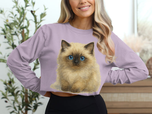 Adorable Kitten Print Long Sleeve Top product type