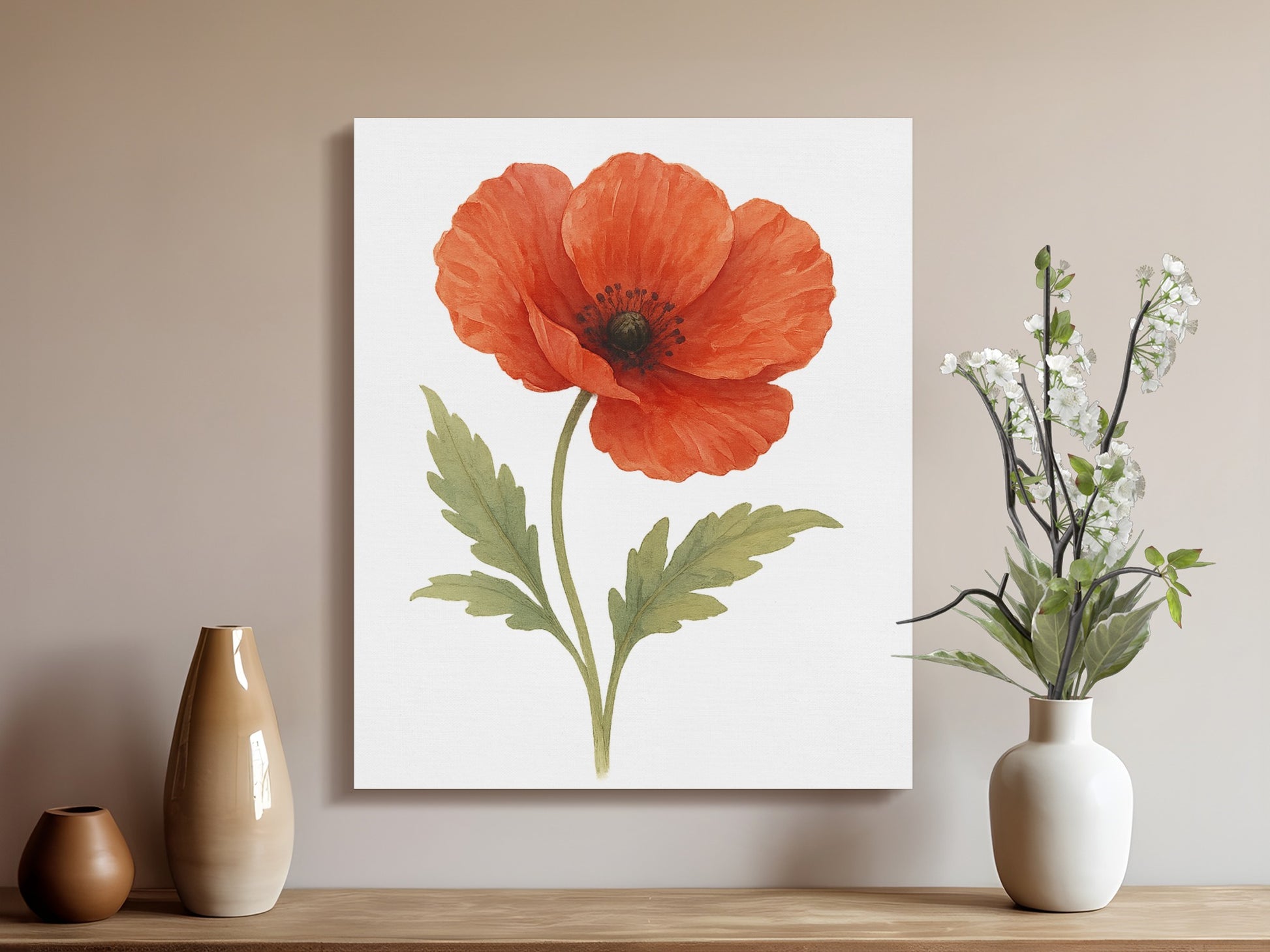 Red Poppy Flower Print on Canvas Wall Art product
