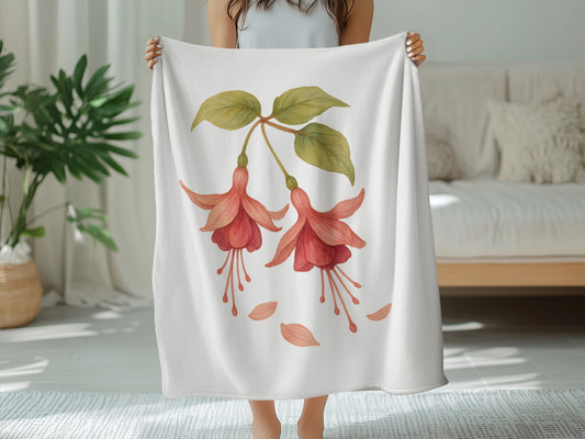 Beautiful Fuchsia Blossom Print on Soft Blanket product type