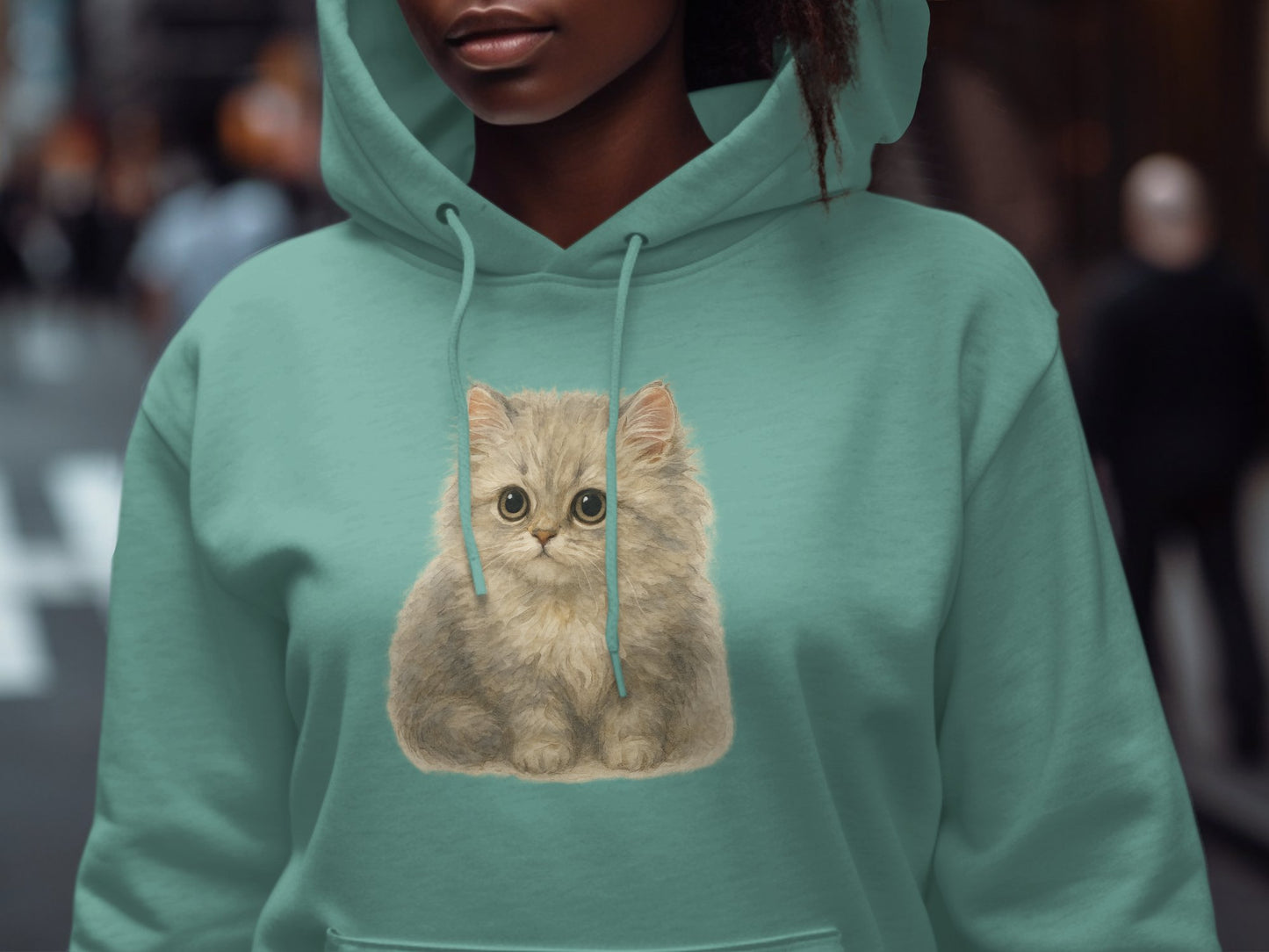 Cute Fluffy Cat Design on Hoodie product type