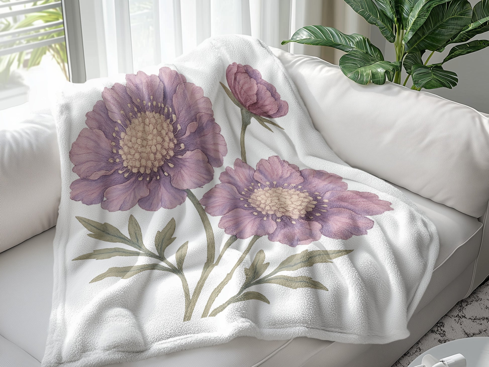 Soft Cozy Blanket with Purple Floral Design product type