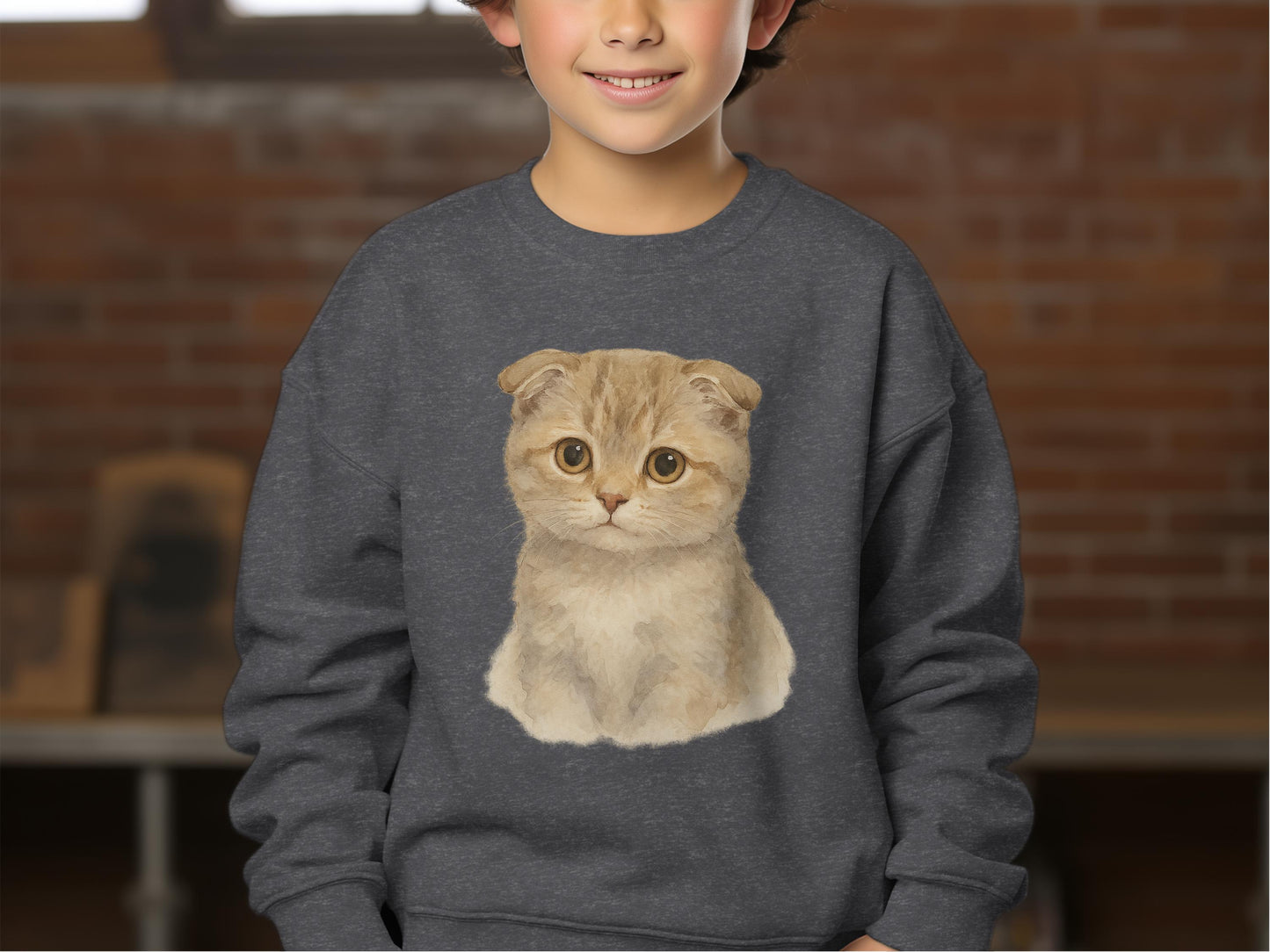 Adorable Kitten Print Sweatshirt for Kids product