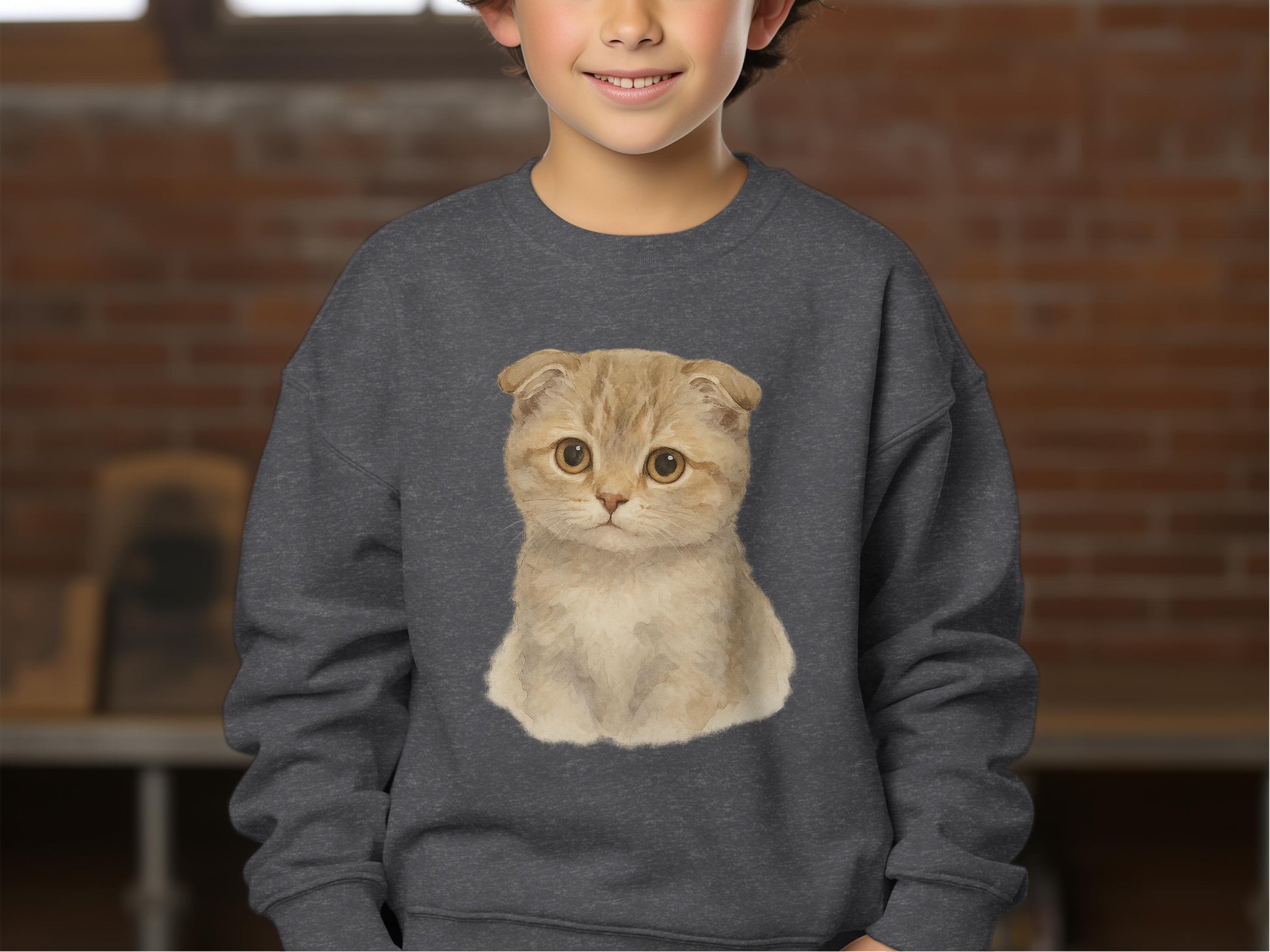 Adorable Kitten Print Sweatshirt for Kids product