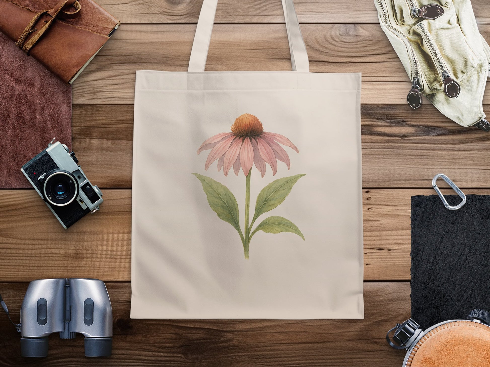 Elegant Tote Bag with Hand-Drawn Floral Design product type
