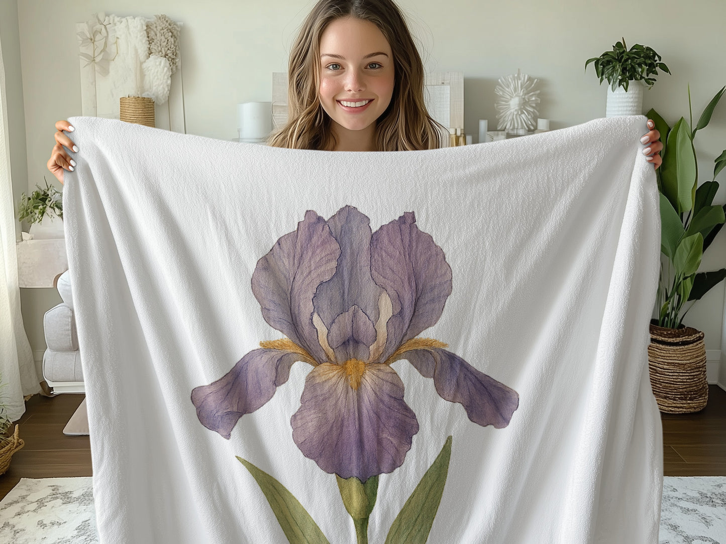 Beautiful Purple Iris Flower Design Blanket product