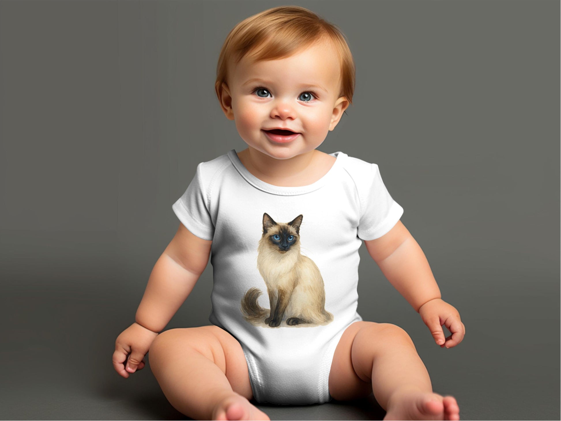 Cute Siamese Cat Print Baby Onesie product