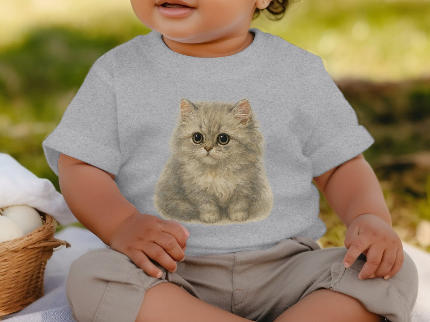 Adorable Fluffy Kitten Print Baby Tee Shirt Product