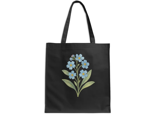 Elegant Black Tote Bag with Blue Floral Design product type
