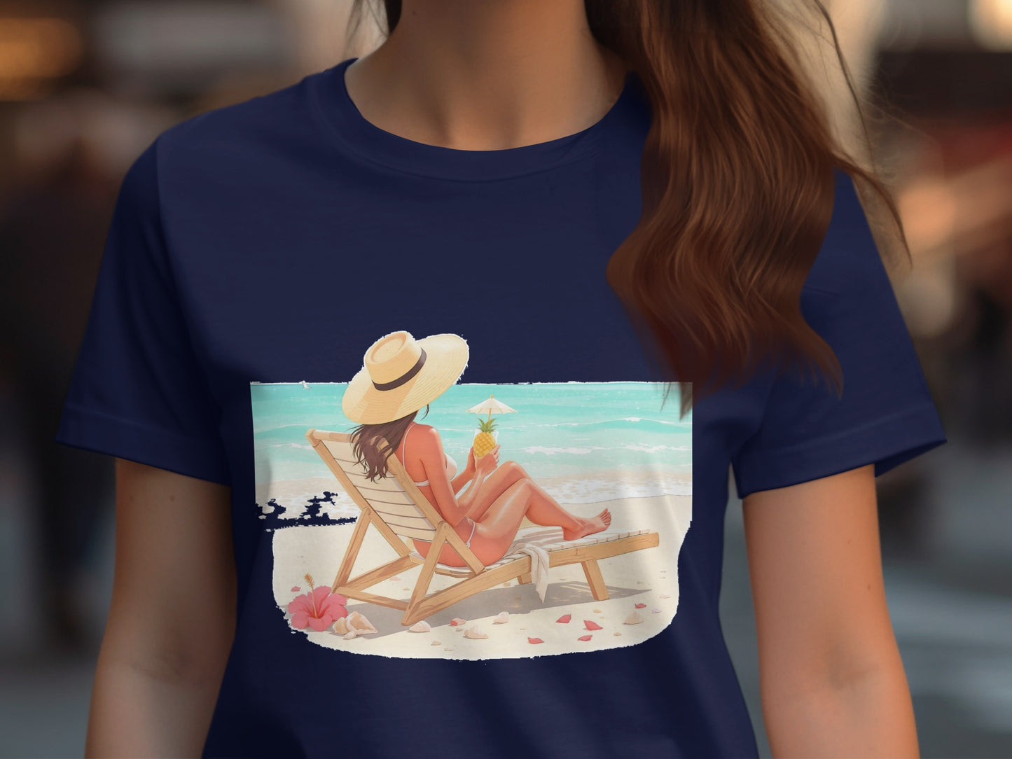 Woman on Beach Relaxing Graphic T-Shirt product type
