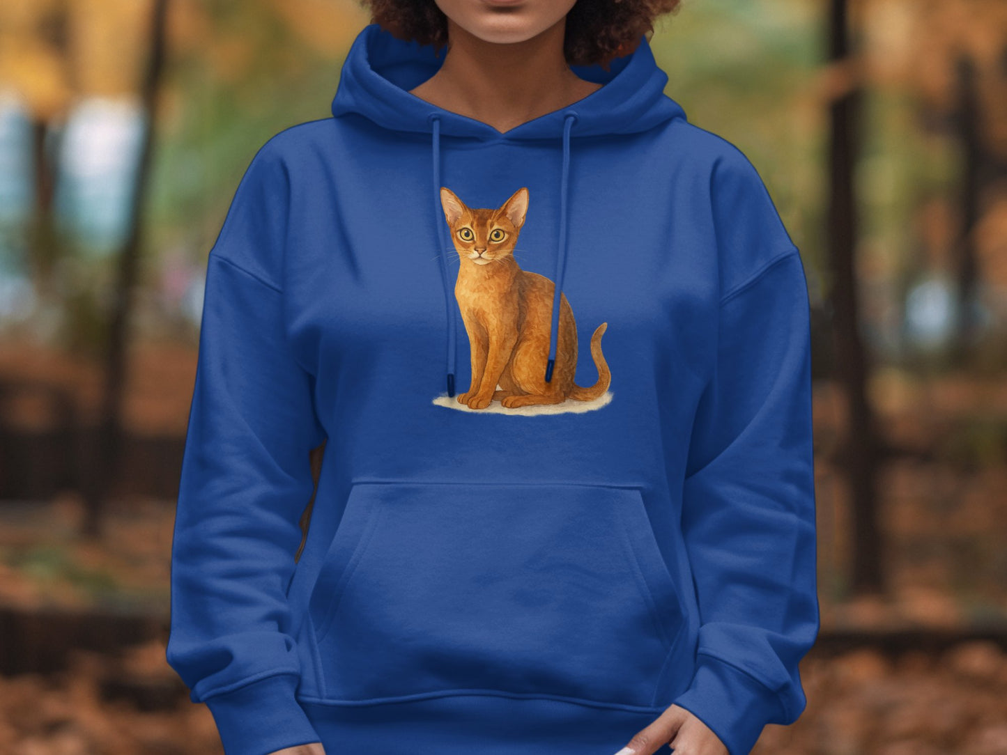 Cozy Blue Hoodie with Cat Print Design Hoodie Product