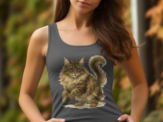 Cute and Realistic Cat Design on Trendy Tank Top Product
