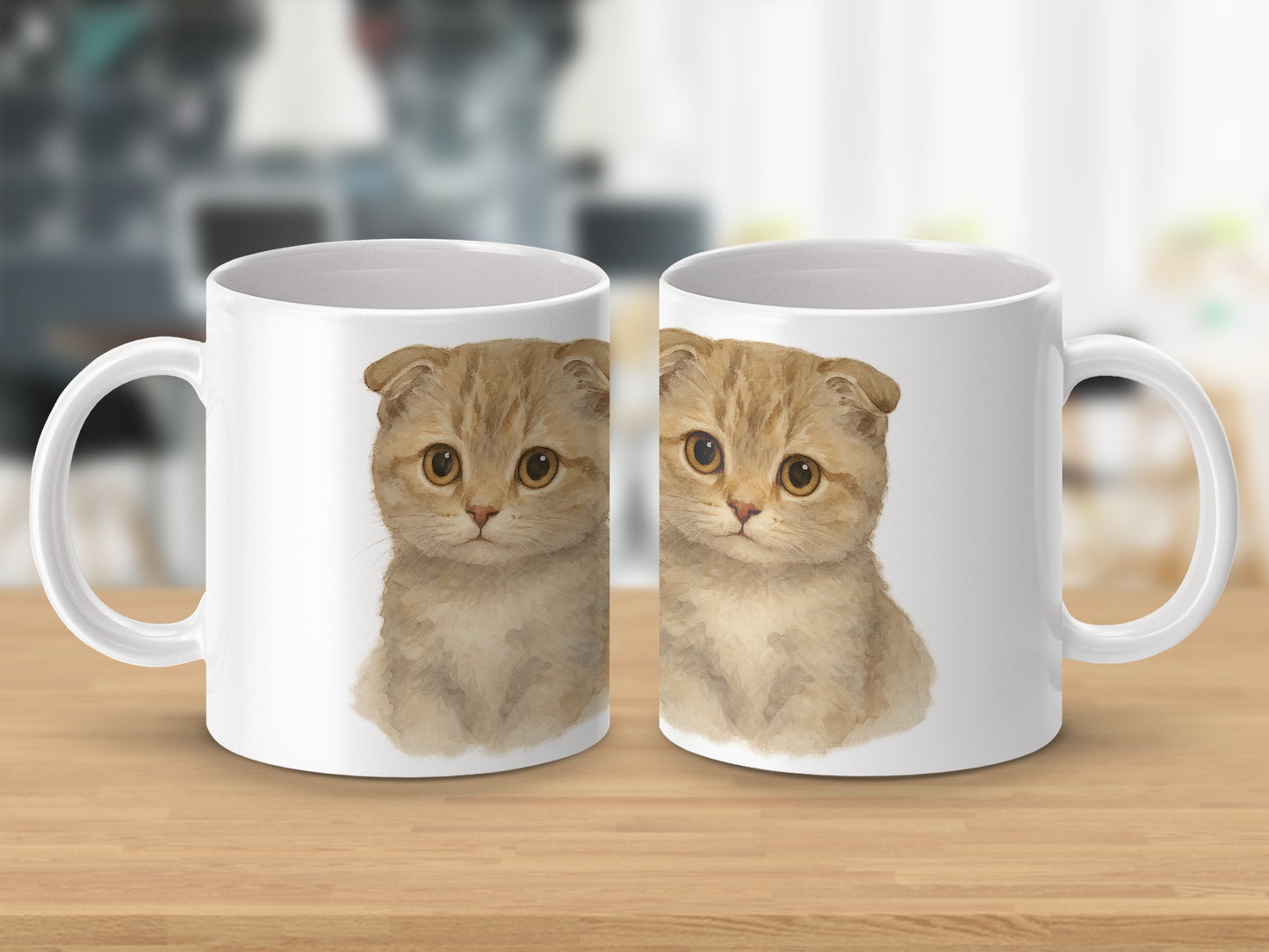 Cute Scottish Fold Kitten Print on White Mug product type
