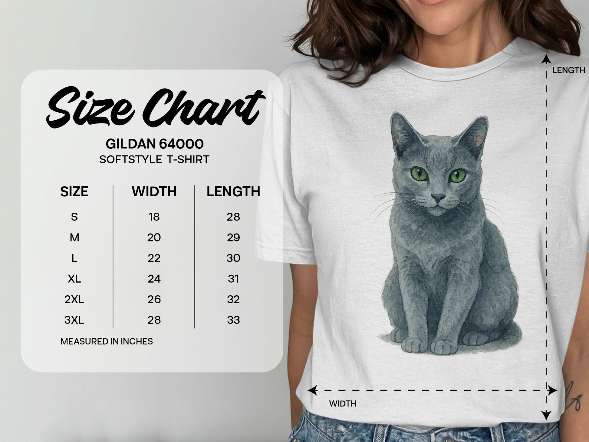 Cat Illustration Gildan 64000 Softstyle T-Shirt product
