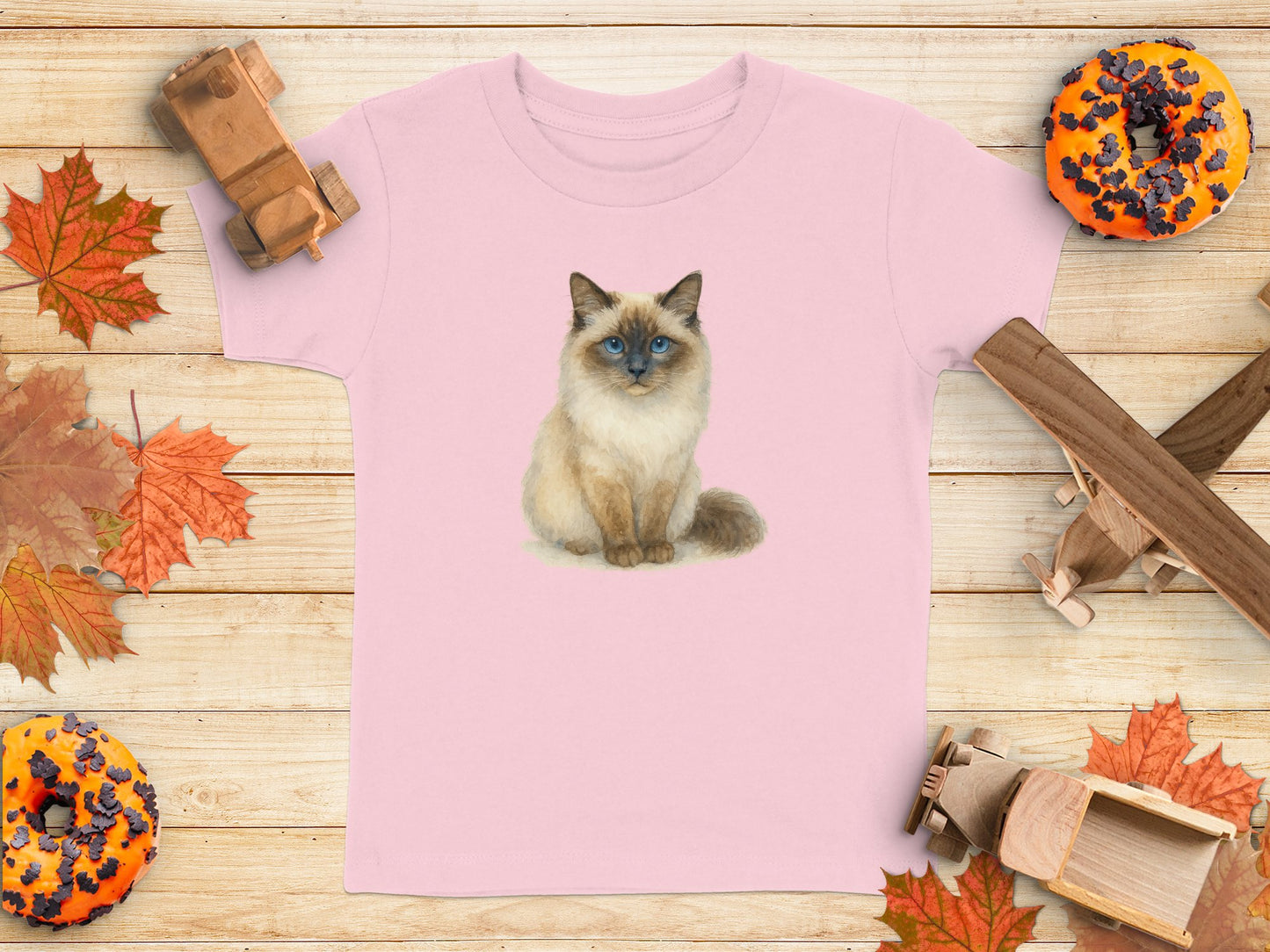 Adorable Blue-Eyed Cat Printed Kids T-Shirt product