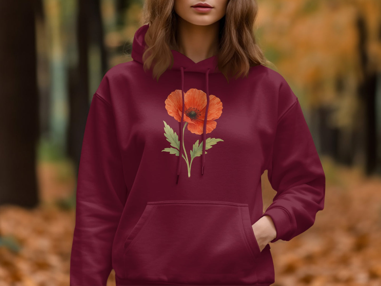 Colorful Poppy Graphic maroon Unisex Hoodie product type