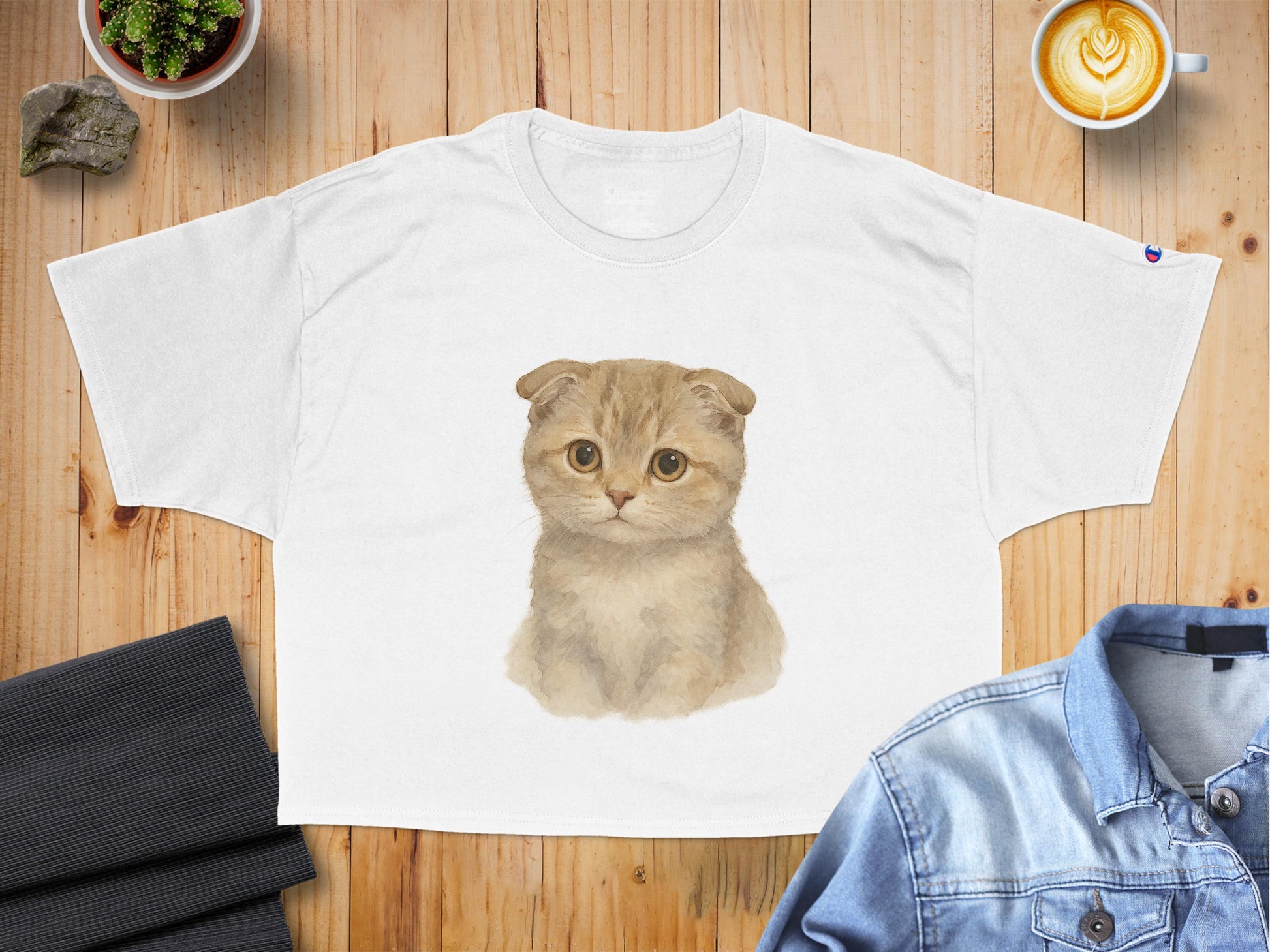 Adorable Kitten Printed Graphic White T-shirt product type